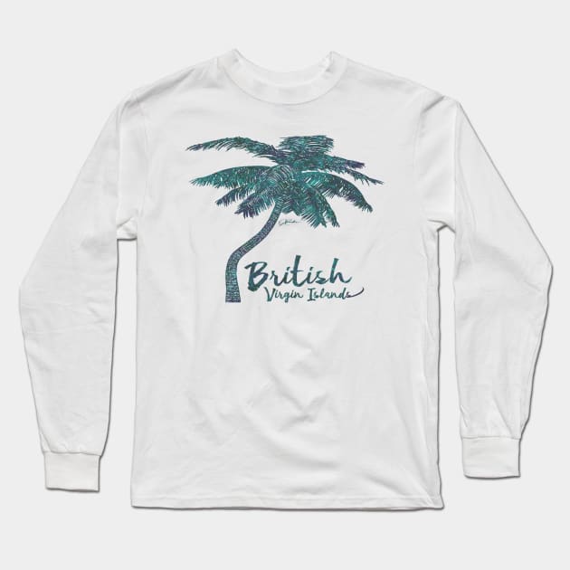 British Virgin Islands, Palm Tree Long Sleeve T-Shirt by jcombs